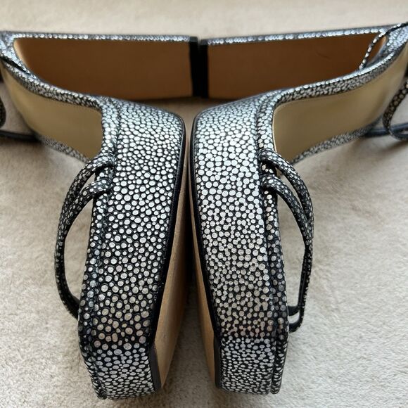 Alexandre Birman Lenny Silver On Black Leather Platform Heeled Sandal 39.5/9-9.5 - Picture 5 of 16